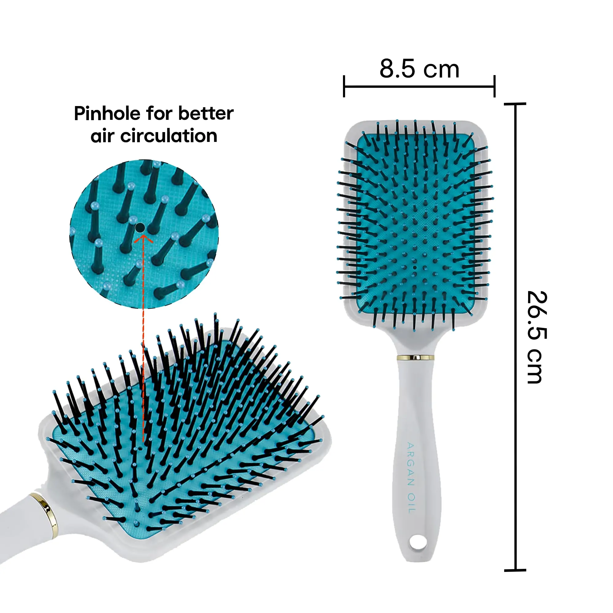 Anko Argan Oil Infused Wide Paddle Hair Brush with Nylon Bristles|Hair Detangler Brush with Ultra Soft Bristles, Infused With Natural Argan Oil, Shiny Detangle & Smooth Hair, Wet or Dry, All Hair.