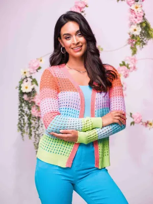 Colorful See-Through Cardigan