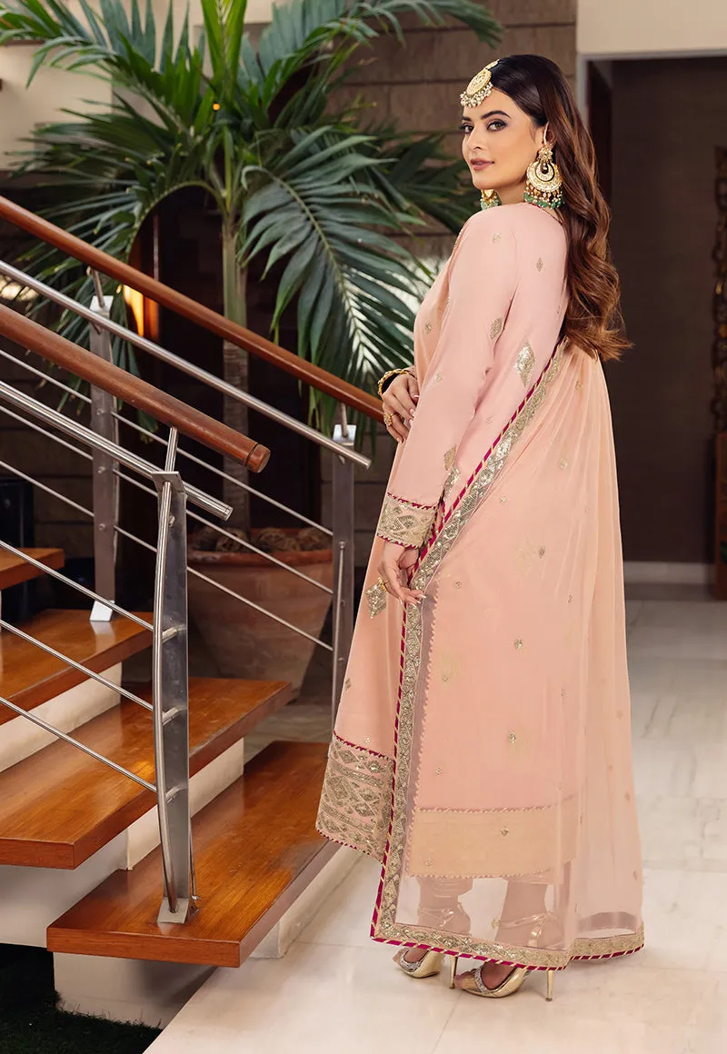 Crayola Peach Suit - Maahru, Noorie & Meerub '23 by Asim Jofa - AJSM-50