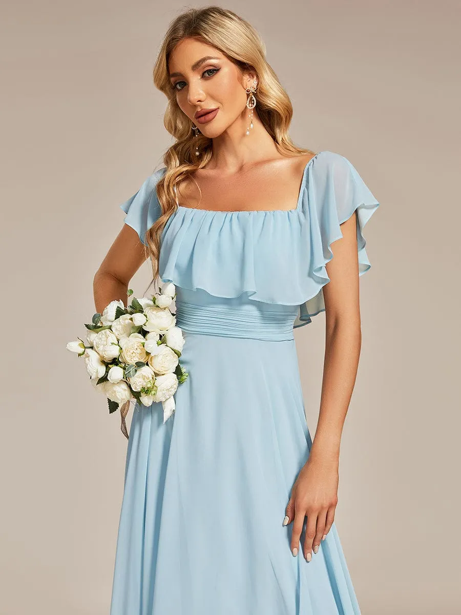 Elegant Chiffon High-Low Off The Shoulder Bridesmaid Dress