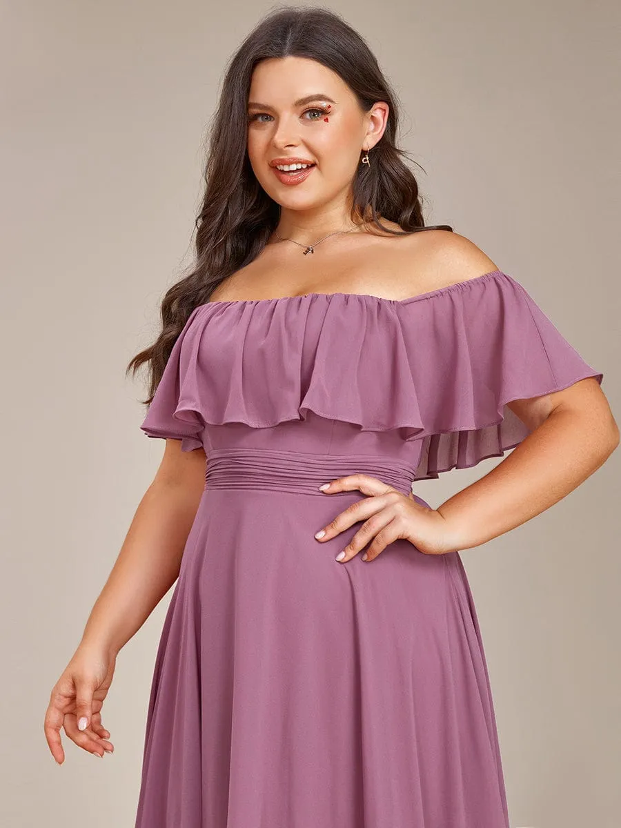 Elegant Chiffon High-Low Off The Shoulder Bridesmaid Dress