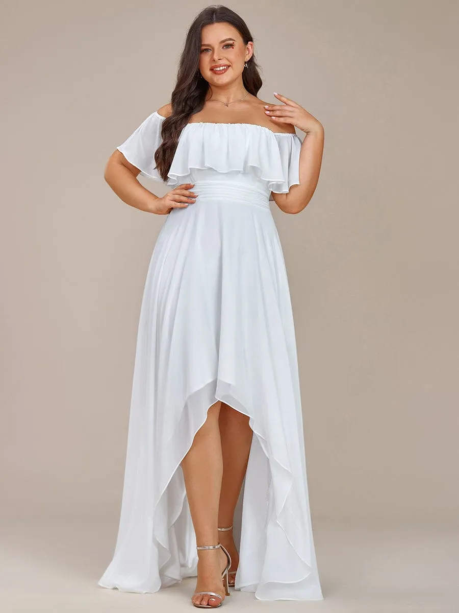 Elegant Chiffon High-Low Off The Shoulder Bridesmaid Dress