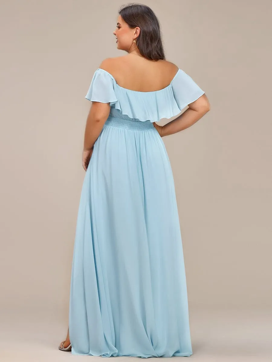 Elegant Chiffon High-Low Off The Shoulder Bridesmaid Dress