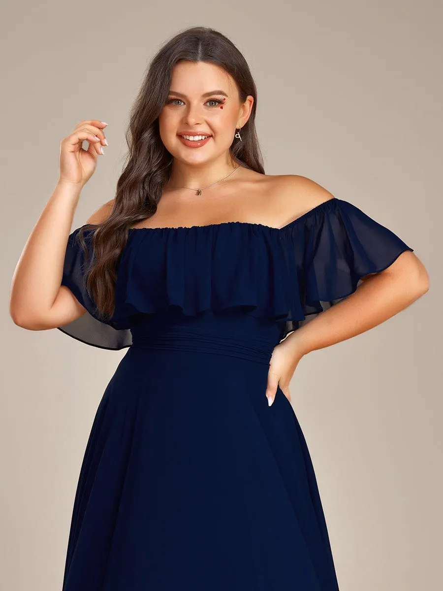 Elegant Chiffon High-Low Off The Shoulder Bridesmaid Dress