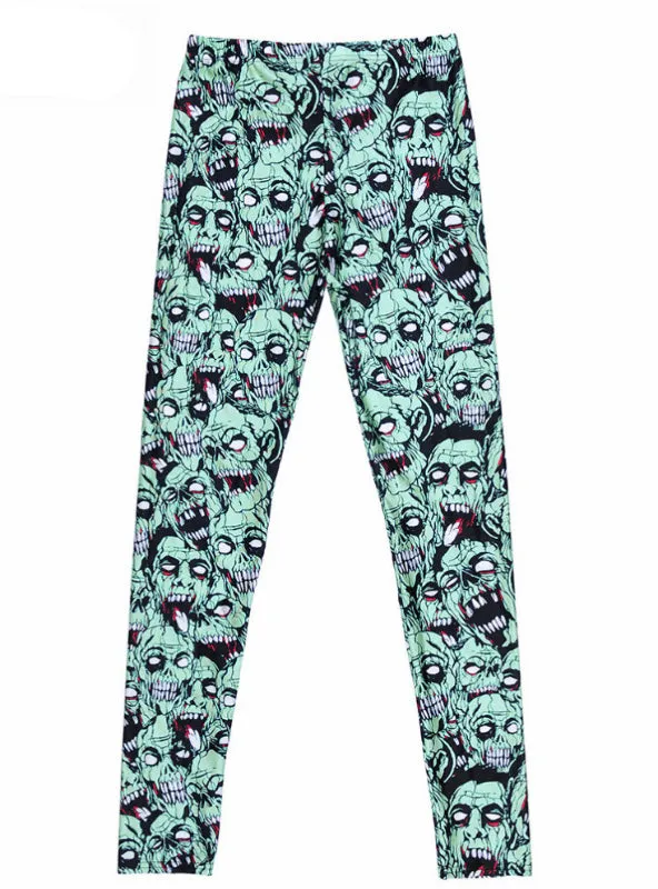 Fashion Leggings Sexy Green Zombie Printing