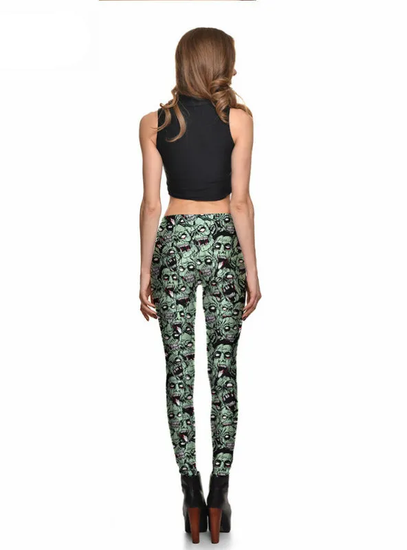 Fashion Leggings Sexy Green Zombie Printing