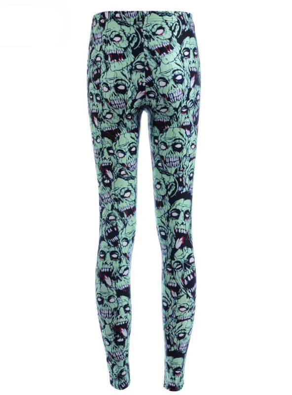 Fashion Leggings Sexy Green Zombie Printing