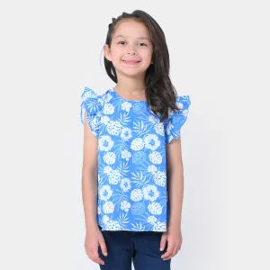 Girls Cotton Casual Top - Aqua Blue