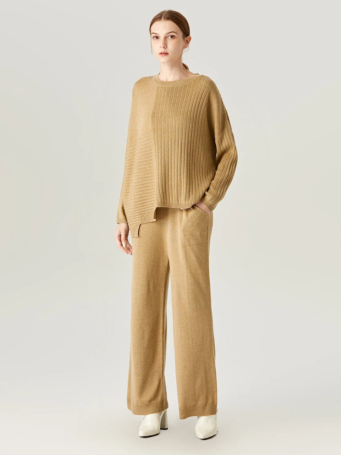 Halifax Irregular Round-Neck Loose Knit Wool Sweater