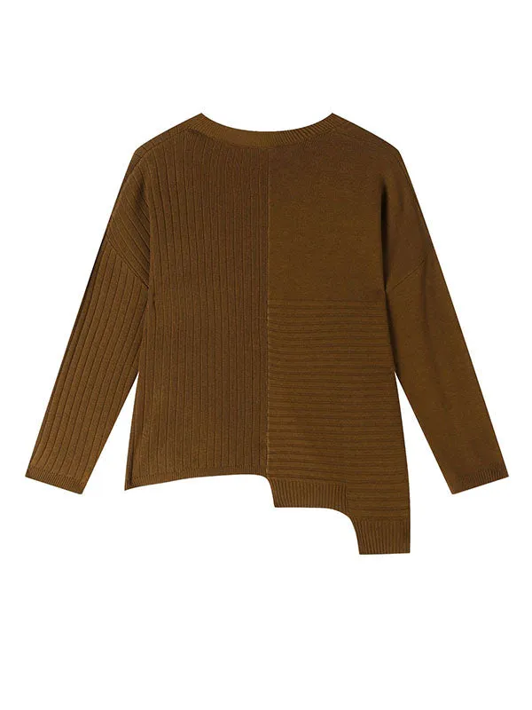 Halifax Irregular Round-Neck Loose Knit Wool Sweater