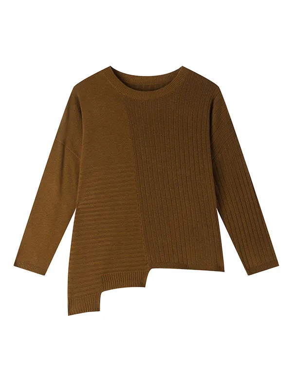 Halifax Irregular Round-Neck Loose Knit Wool Sweater