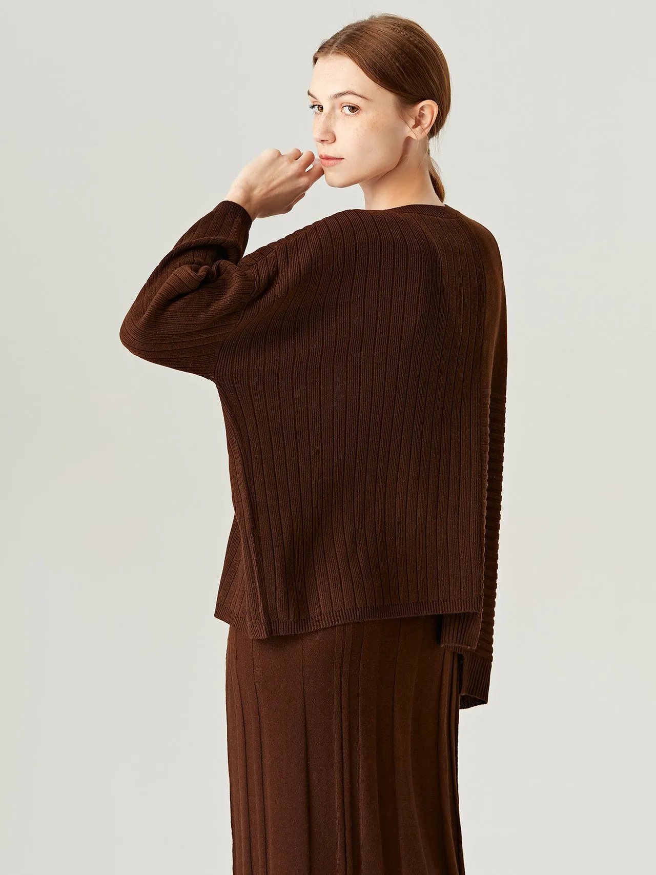 Halifax Irregular Round-Neck Loose Knit Wool Sweater