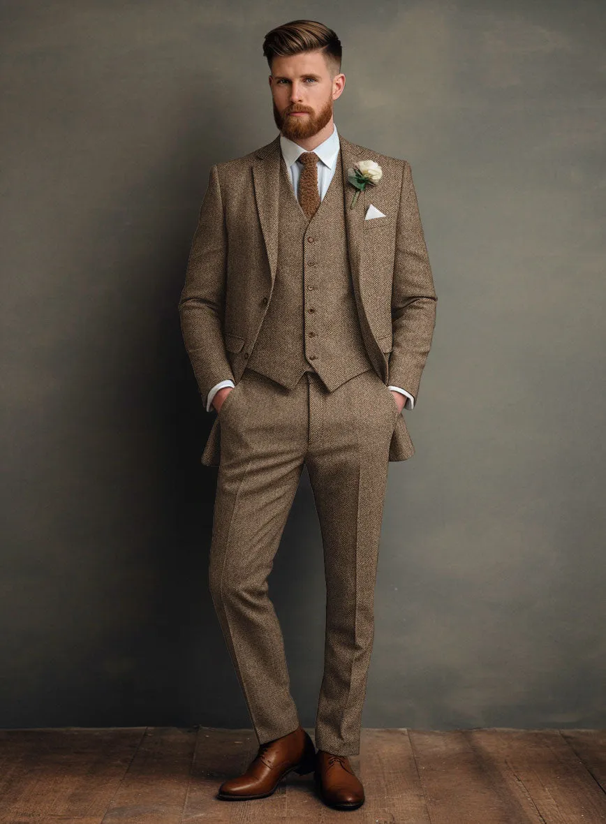 Irish Brown Herringbone Tweed Suit