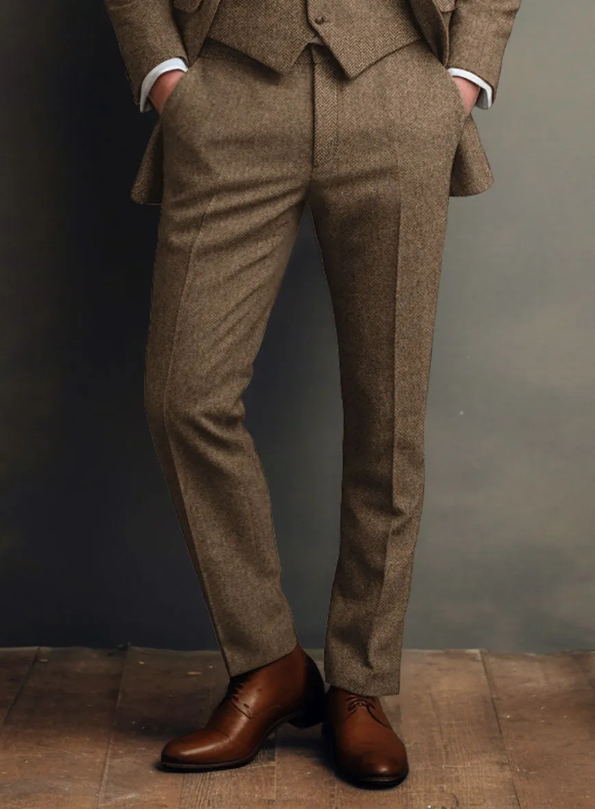 Irish Brown Herringbone Tweed Suit