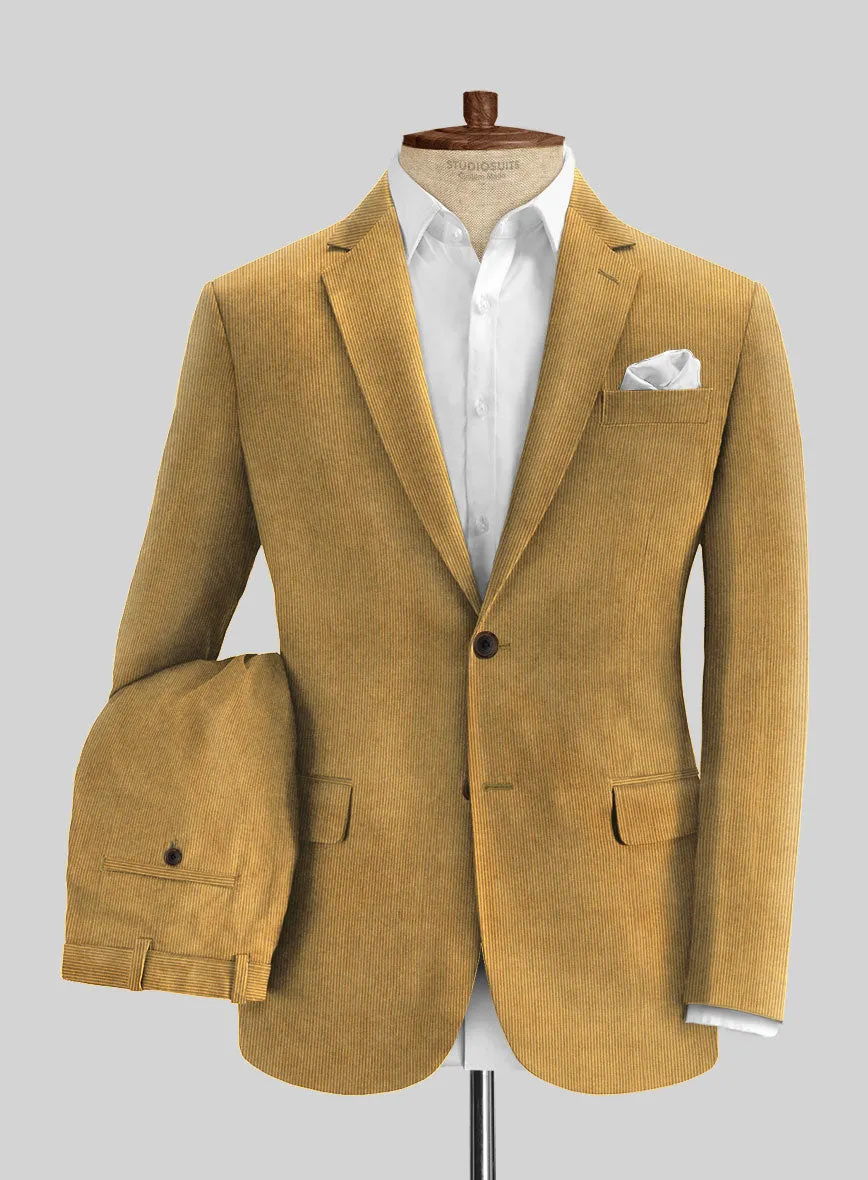 Khaki Stretch Pin Corduroy Suit