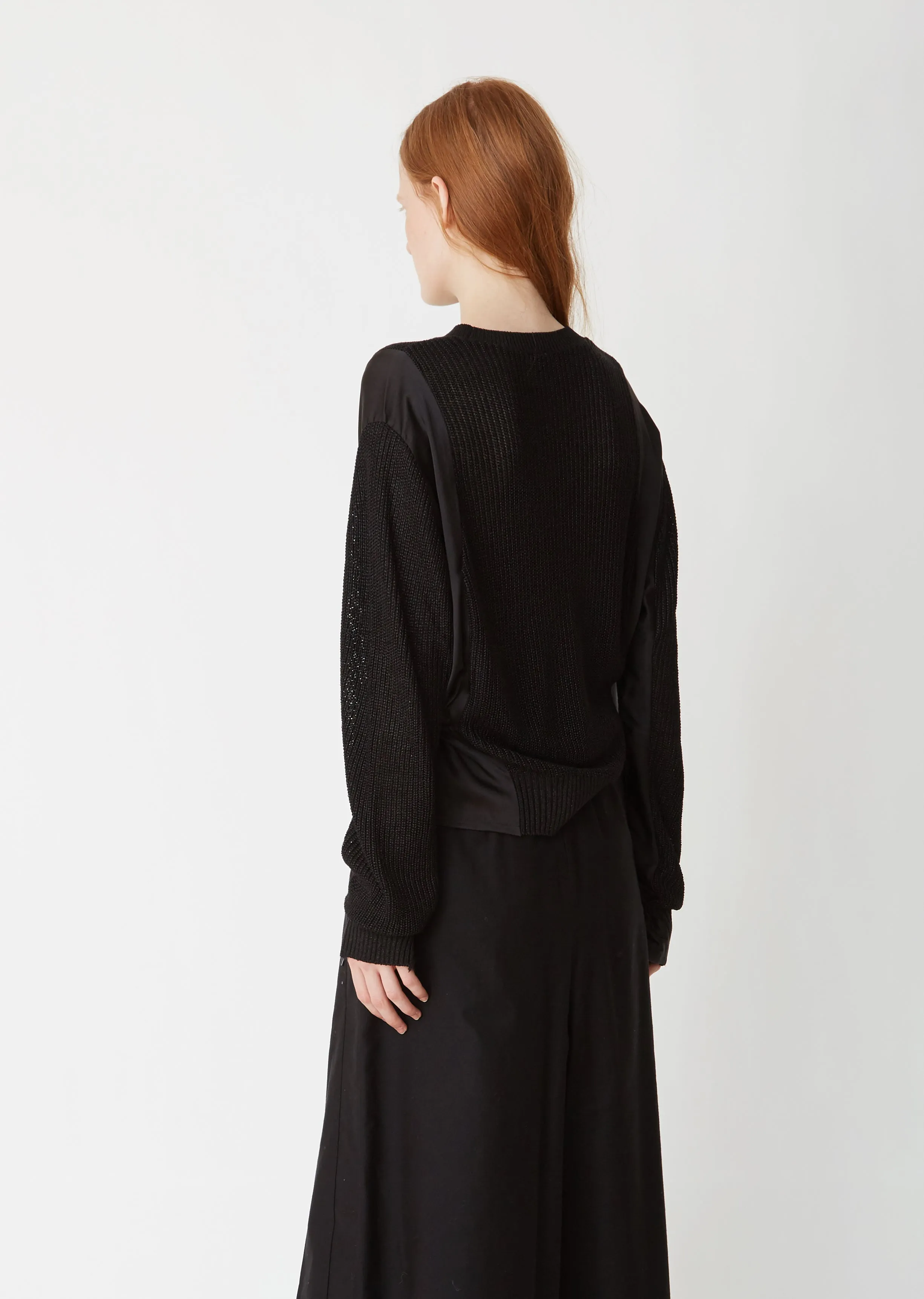 Low Gauge Knit x Silk Satin Sweater