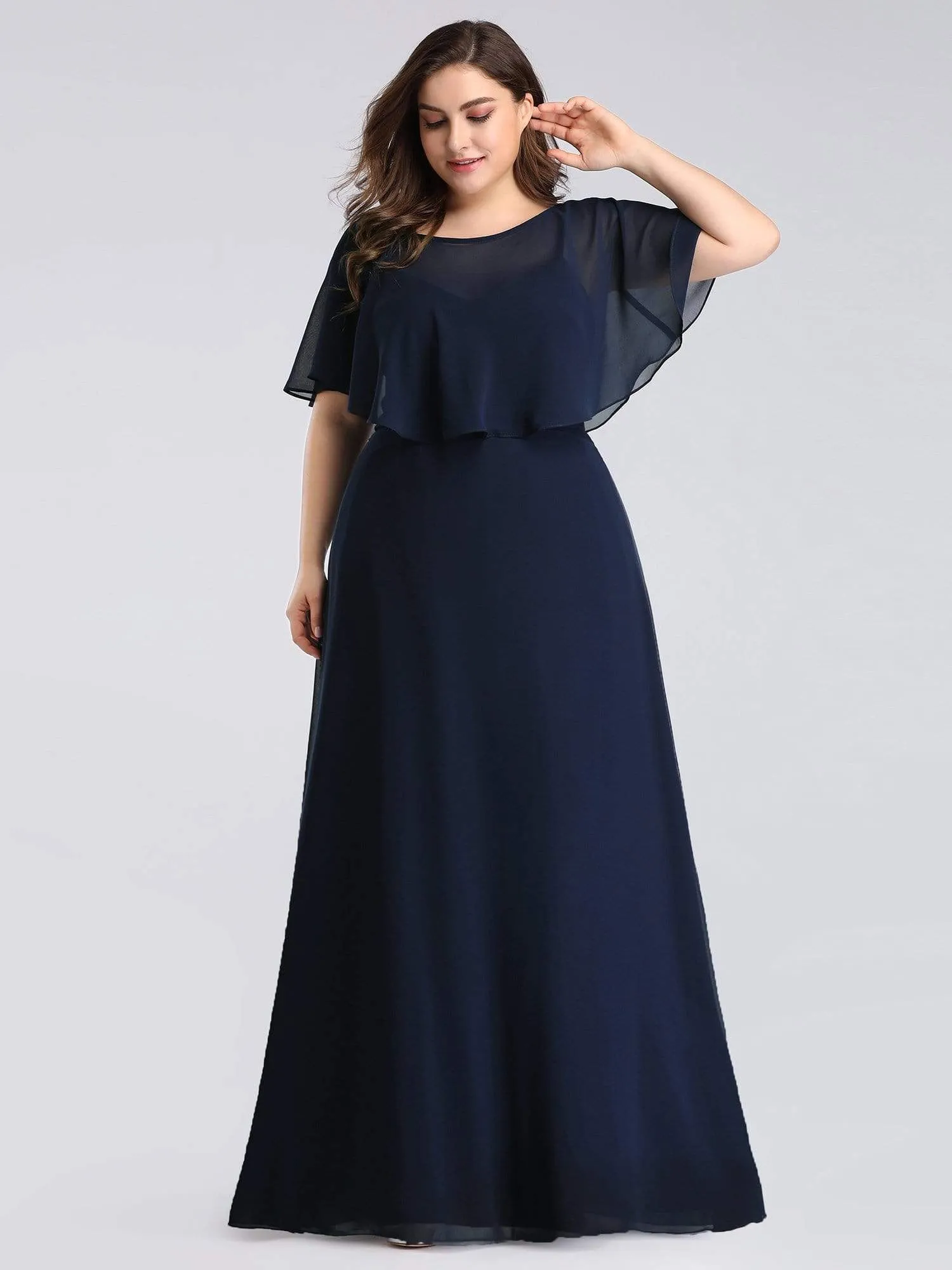 Maxi Long Plus Size Chiffon Mother of Brides Dresses with Shawl