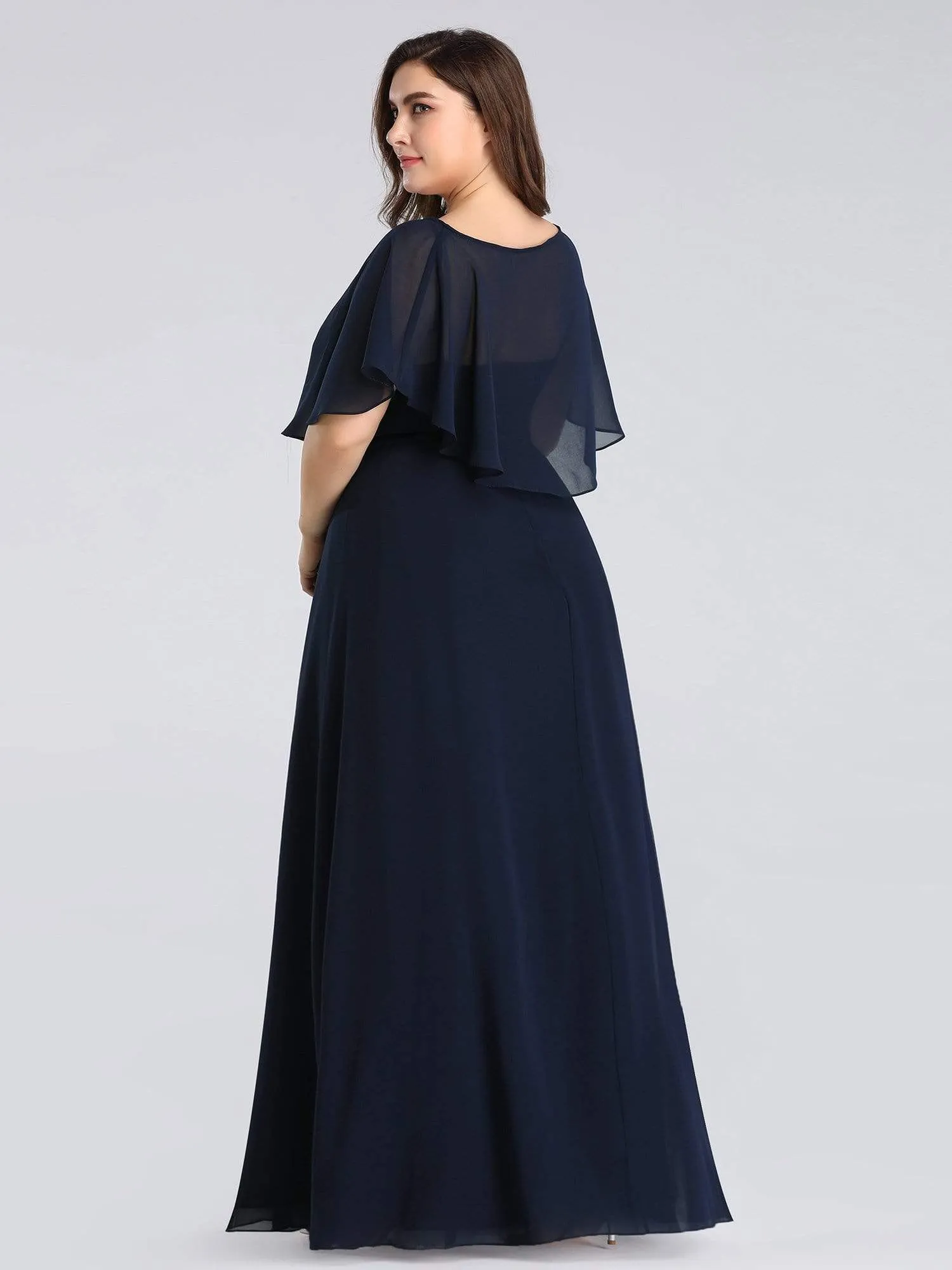 Maxi Long Plus Size Chiffon Mother of Brides Dresses with Shawl