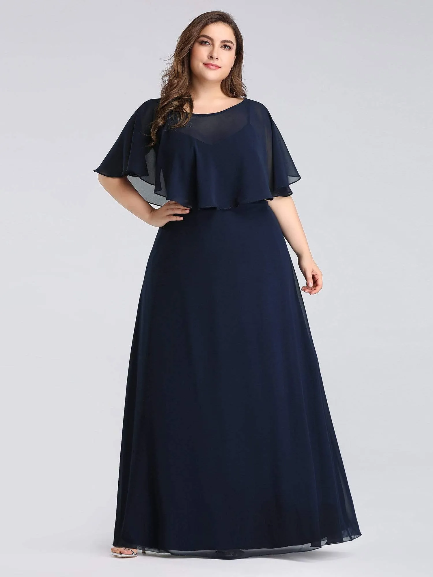 Maxi Long Plus Size Chiffon Mother of Brides Dresses with Shawl