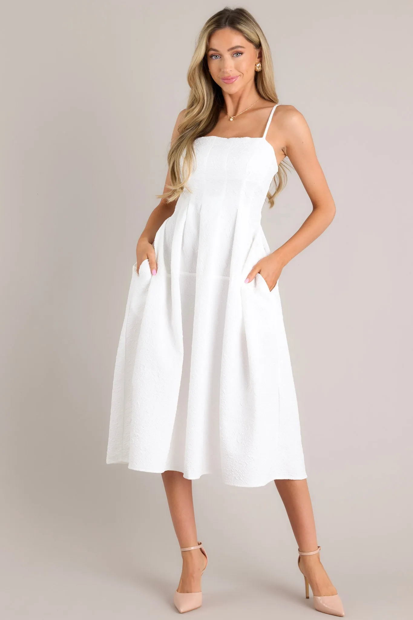 Midnight Melodies White Midi Dress