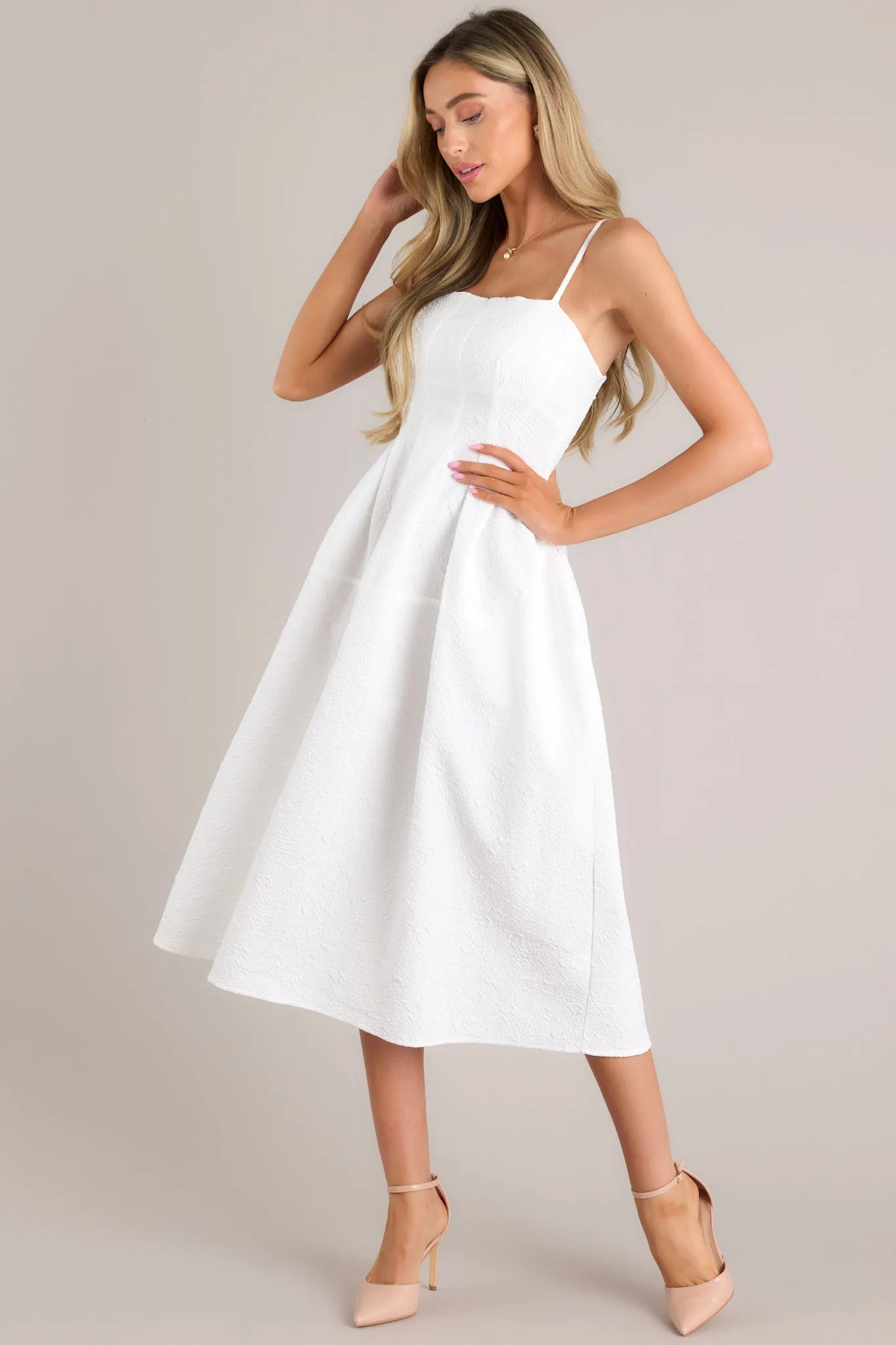 Midnight Melodies White Midi Dress