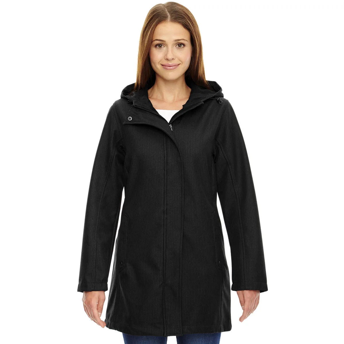 North End Women's Black City Textured Three-Layer Fleece Bonded Soft Shell Jacket