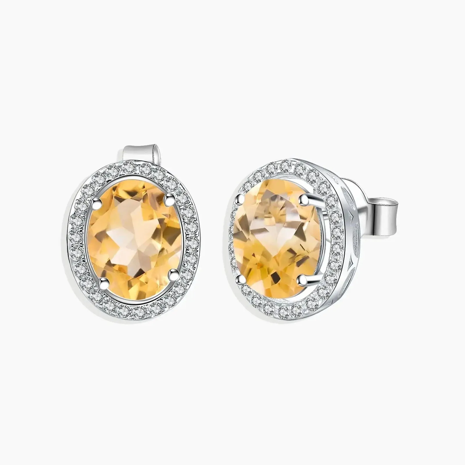 Oval Regal Citrine Earrings in Sterling Silver | Irosk ®