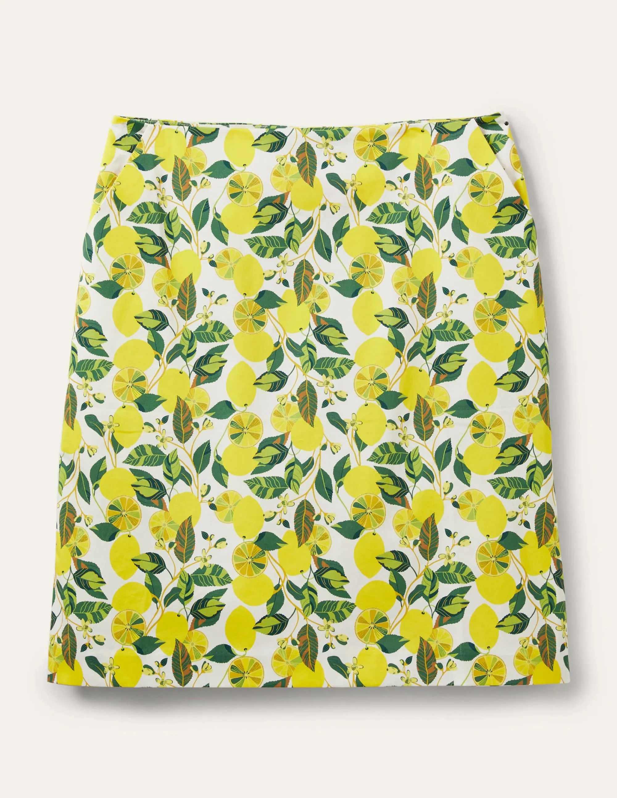 Printed A-line Mini Skirt-Ivory, Lemon Vine