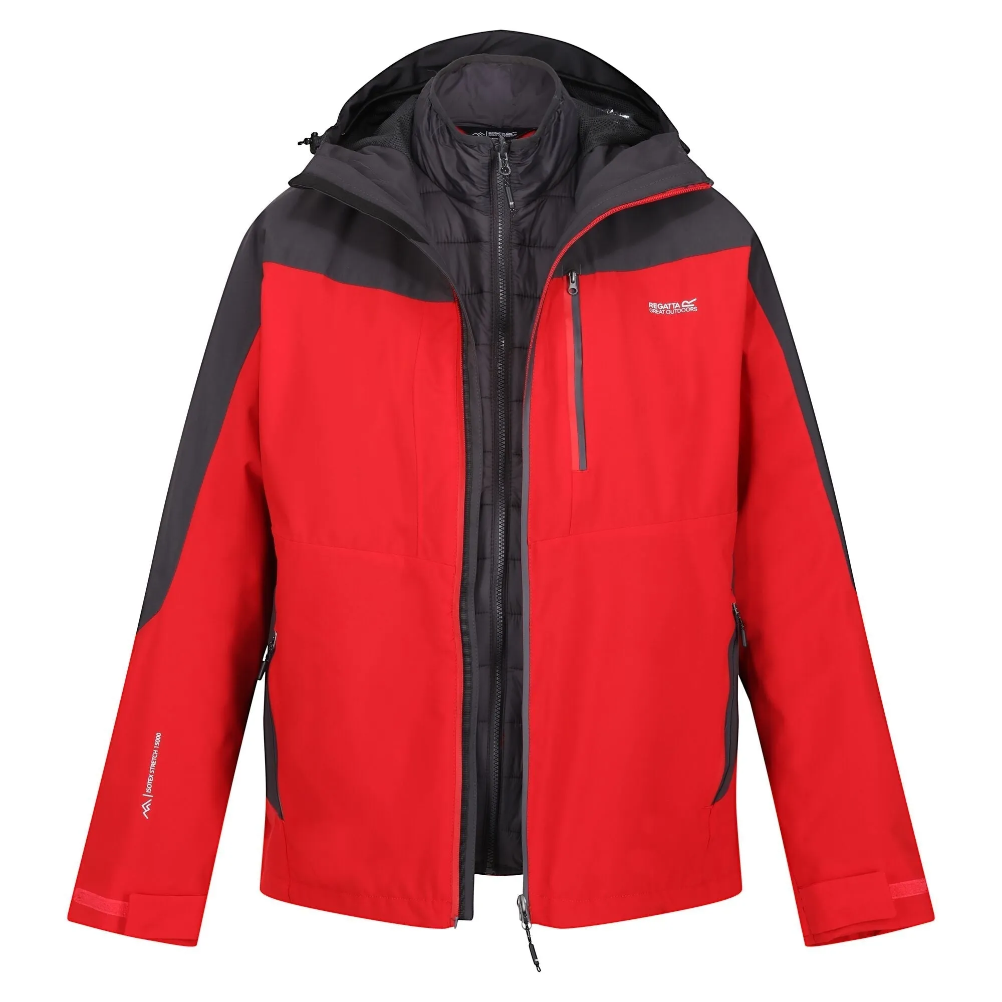 Regatta Men's Wentwood VIII 3-In-1 Waterproof Jacket Danger Red