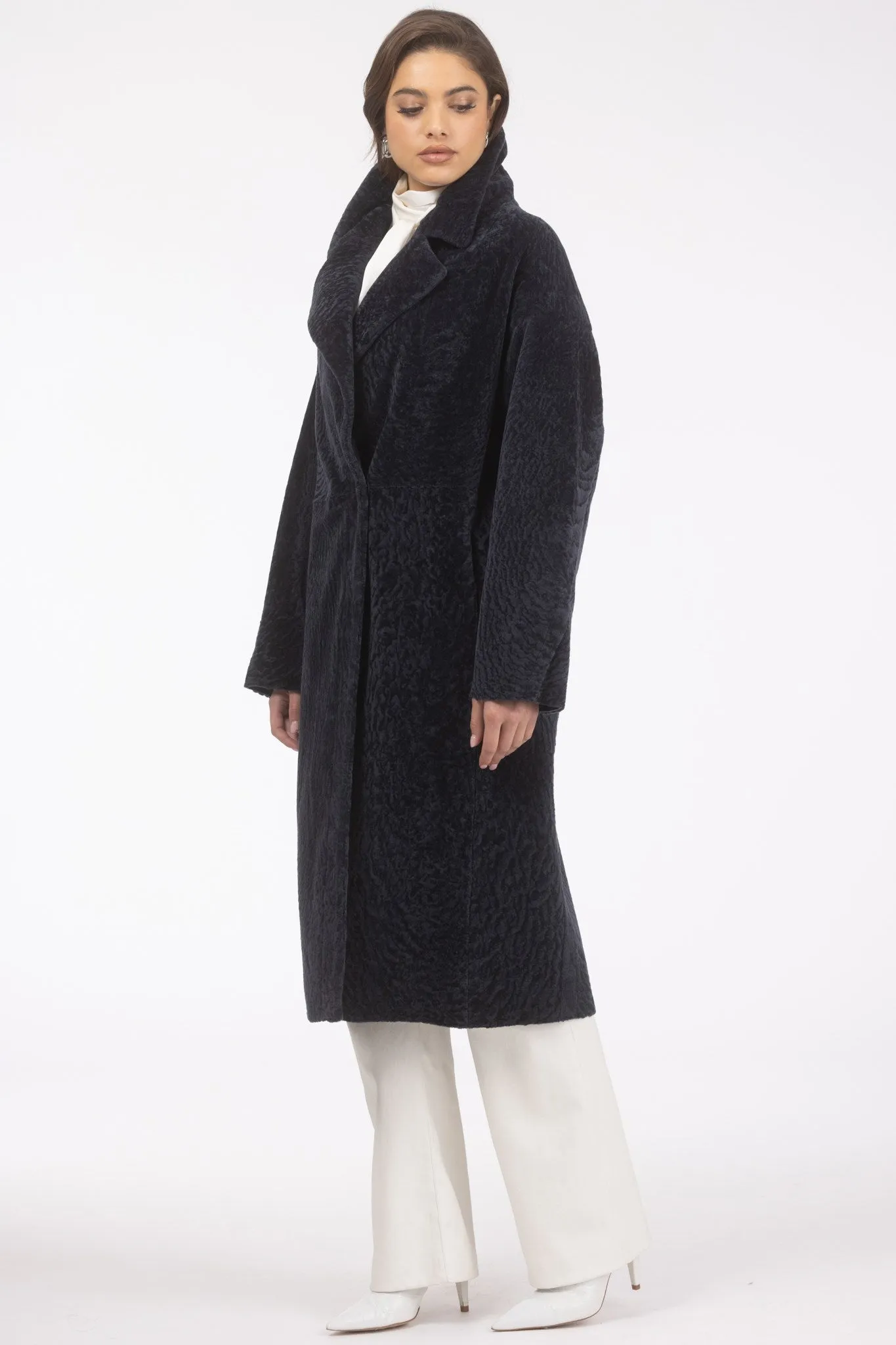 Reversible Textured Shearling Lamb Short Coat