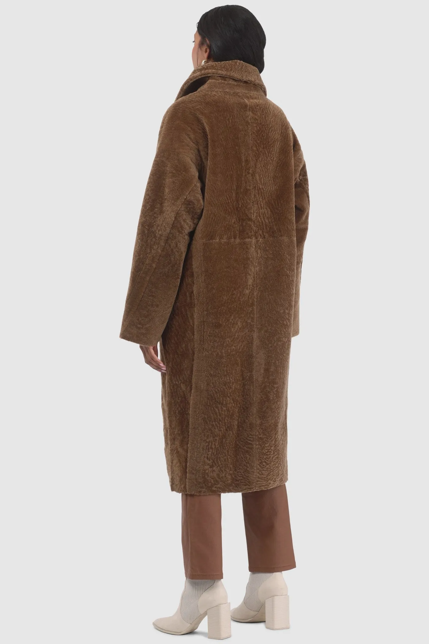 Reversible Textured Shearling Lamb Short Coat