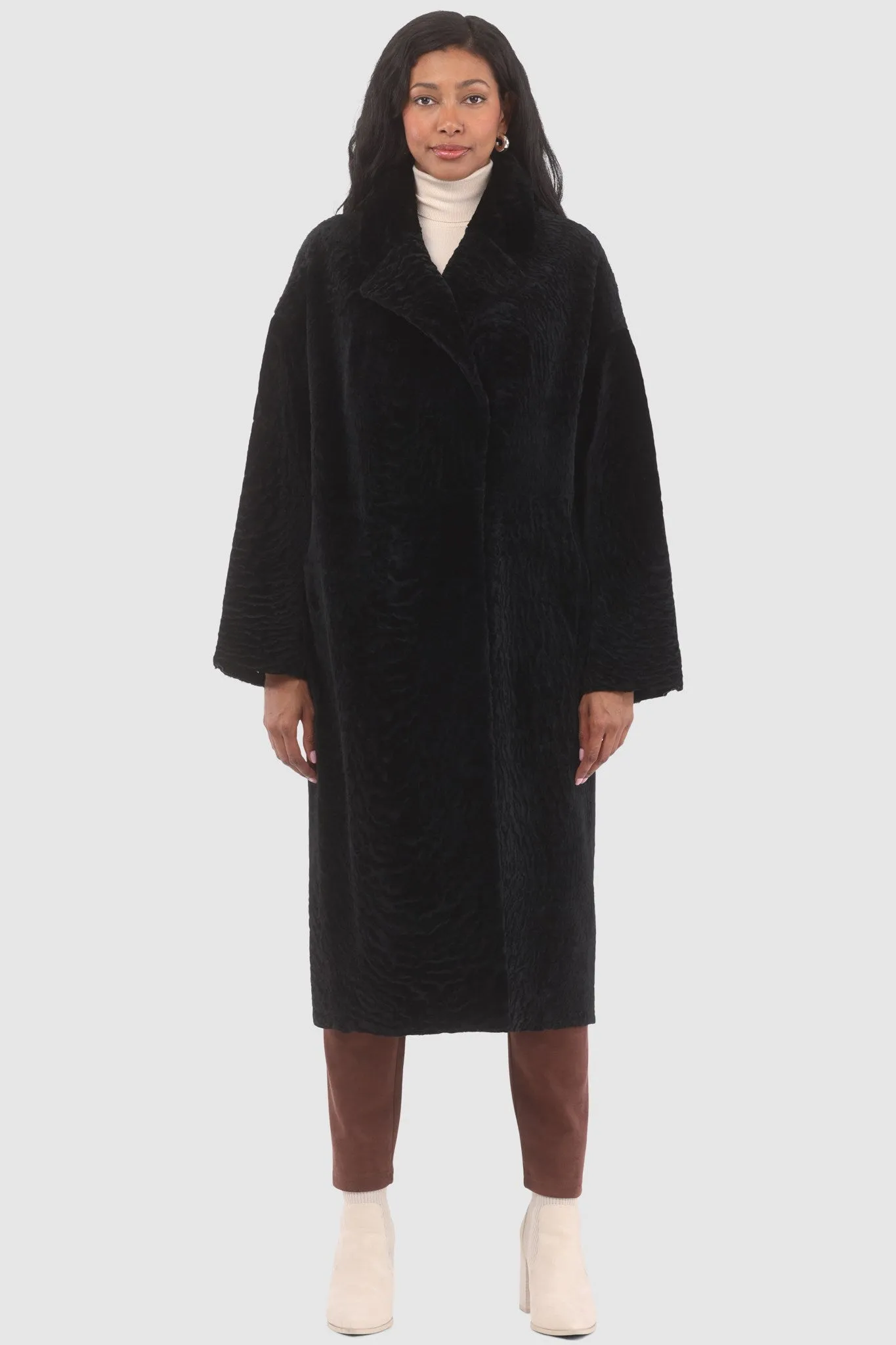 Reversible Textured Shearling Lamb Short Coat