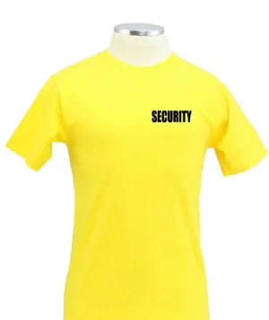 Security ID Short Sleeves T Shirts Front and Back - Yellow With Black ID