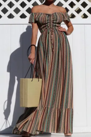 Smocked Off Shoulder Maxi Dress