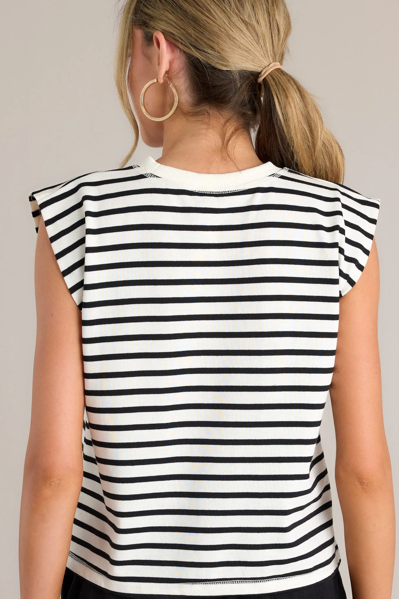 So Effortless White Stripe Cap Sleeve Top