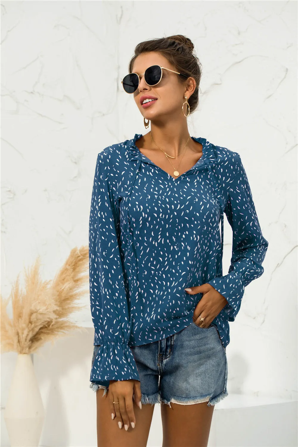 Soft Printed Puffed Sleeve Blouse