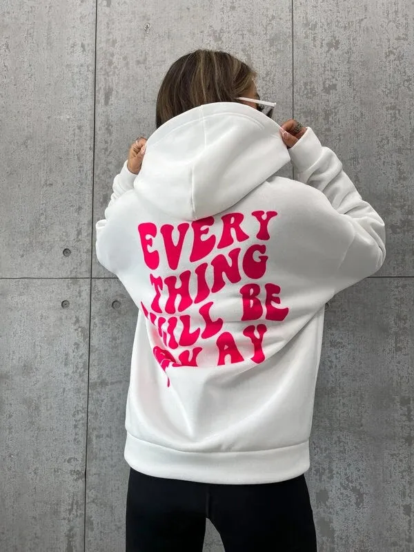 SXV  'EVERYTHING WILL BE OKAY’ Printed Cool Aesthetic Sweatshirt Hoodie