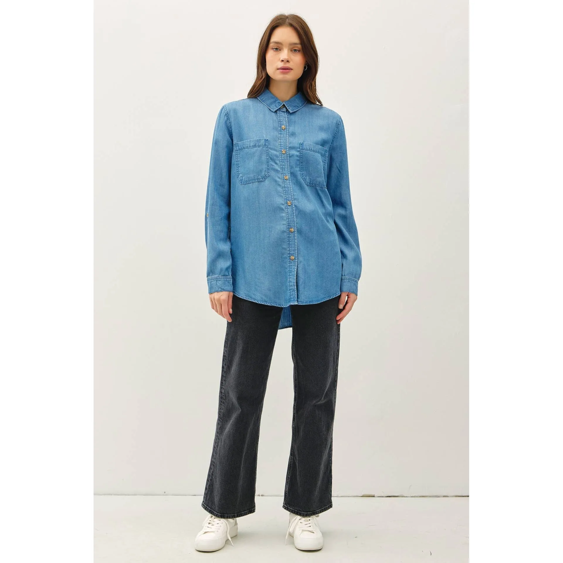 The Cody Medium Wash Oversized Tencel Shirt