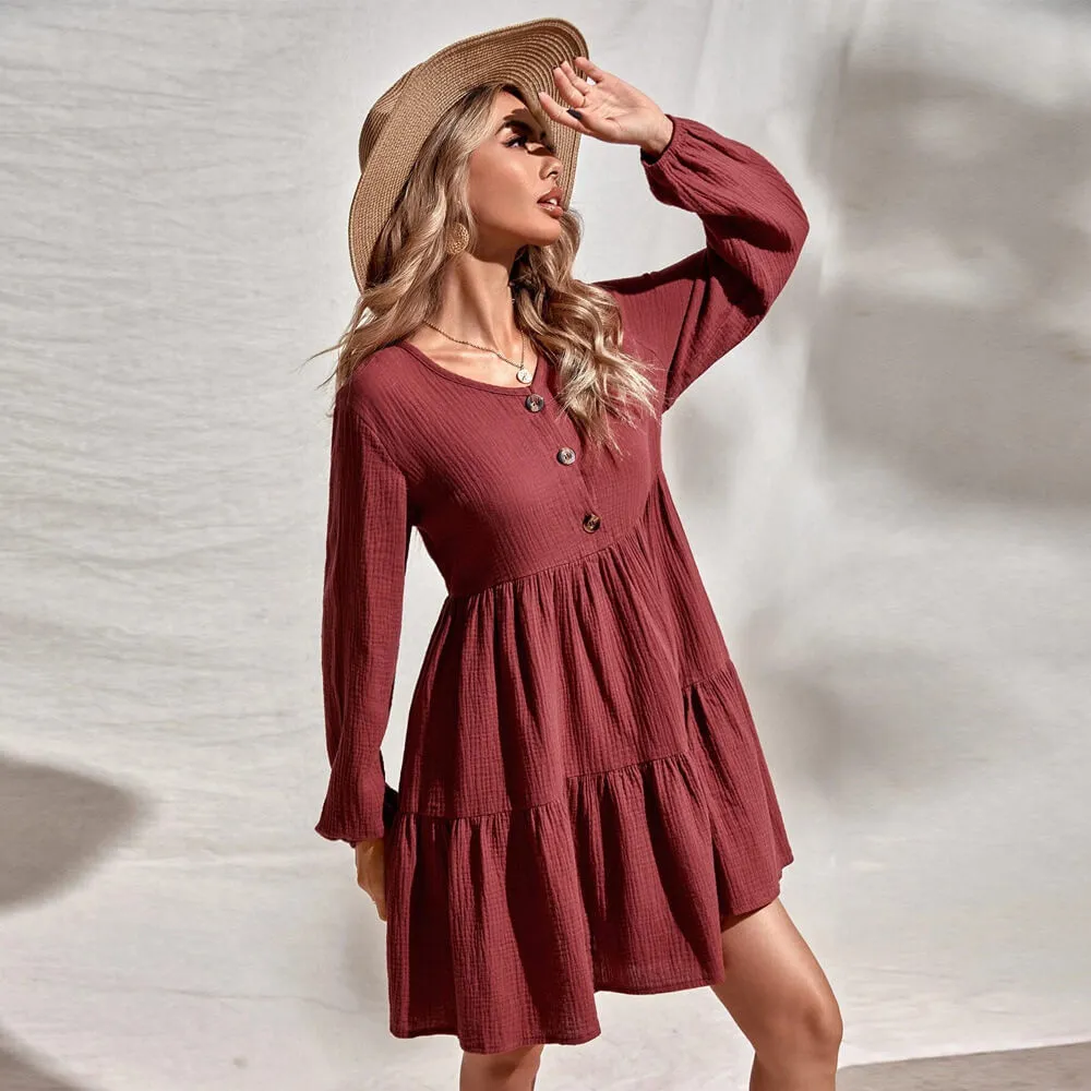 'Wine Party' Tiered Mini Flowy Tunic Dress