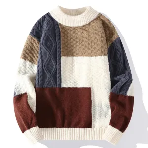 Winter Men's Patchwork Knit Sweater